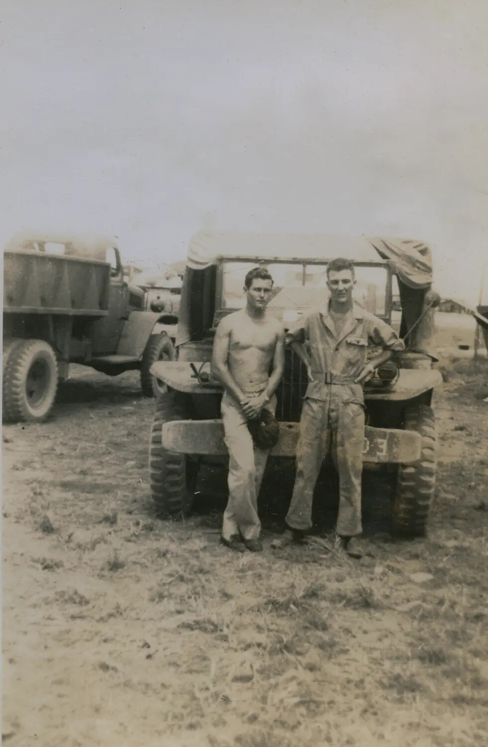 Aircraft Revetment and Military Truck, WWII Desert Airfield