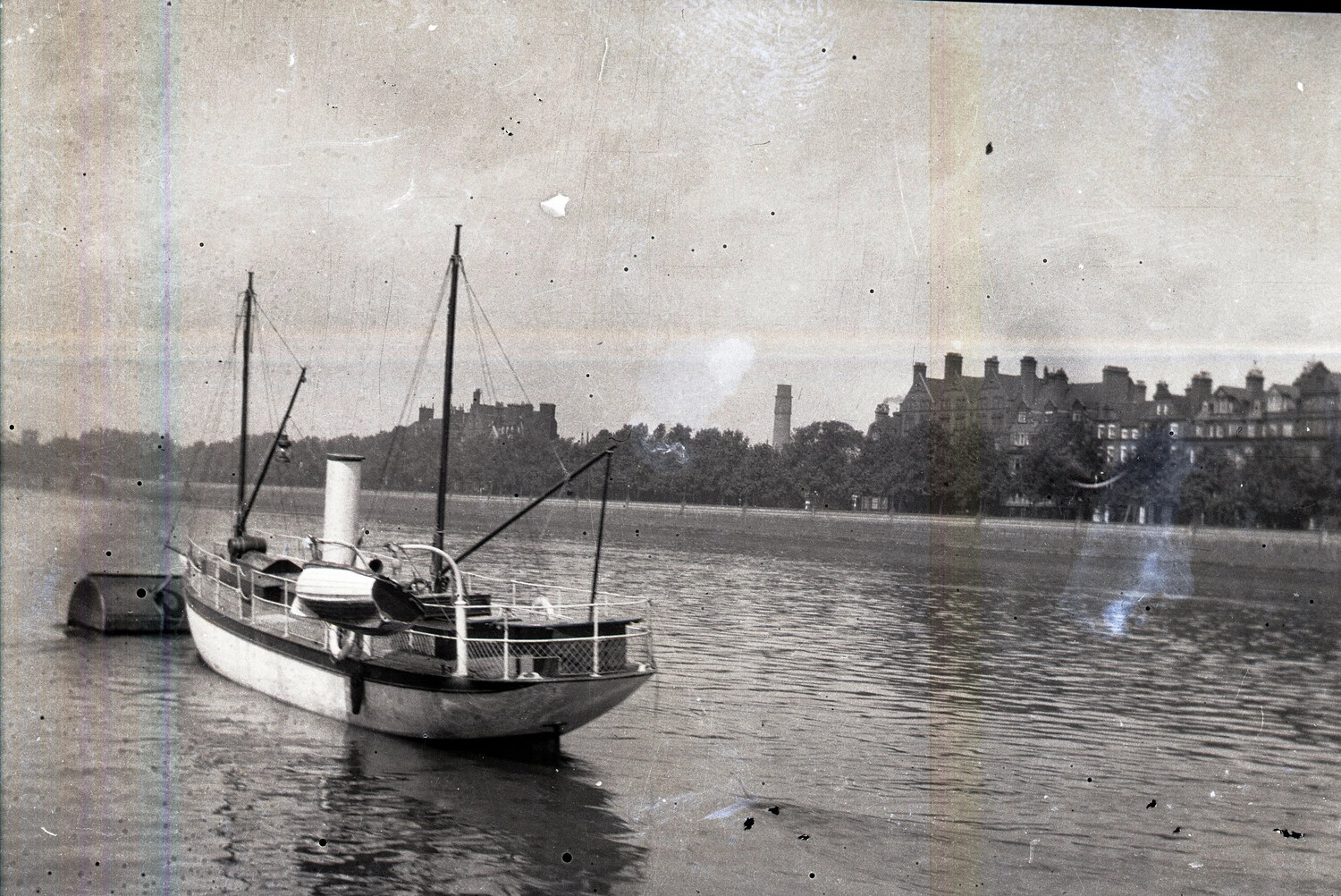 Small Steam Vessel, Possible Requisitioned Minesweeper/Fishing Trawler, Moored in England (WWI Era)