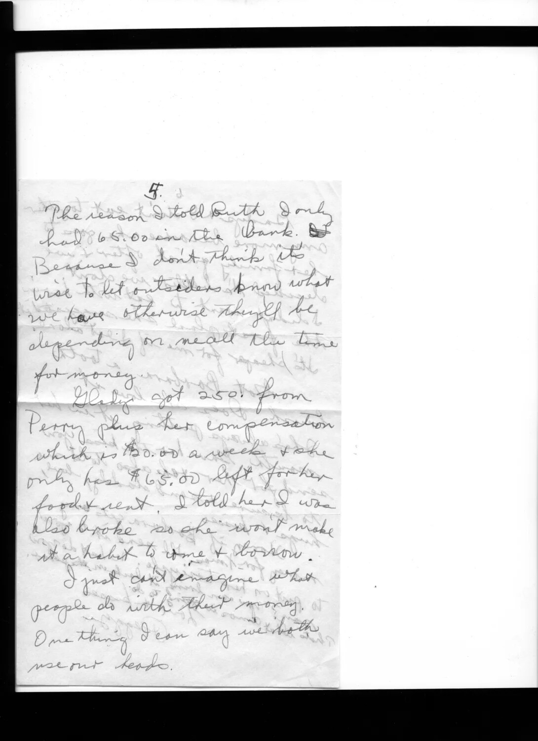 Handwritten Letter, Page 5, Lt. Bancroft Korean War Collection - Family Financial Correspondence