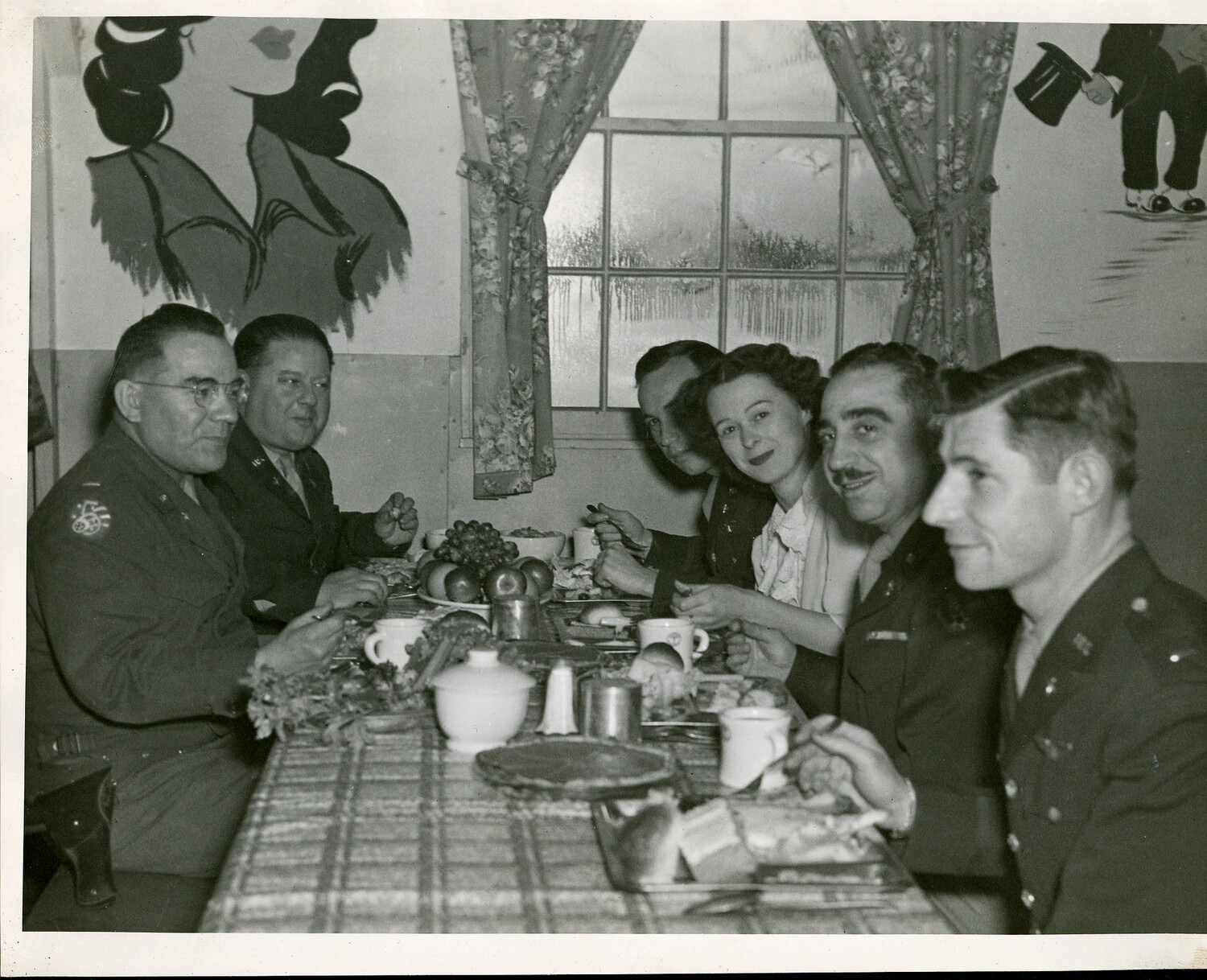 U.S. Army Officers and Guest at Holiday Meal, Occupation-Era Officers' Club
