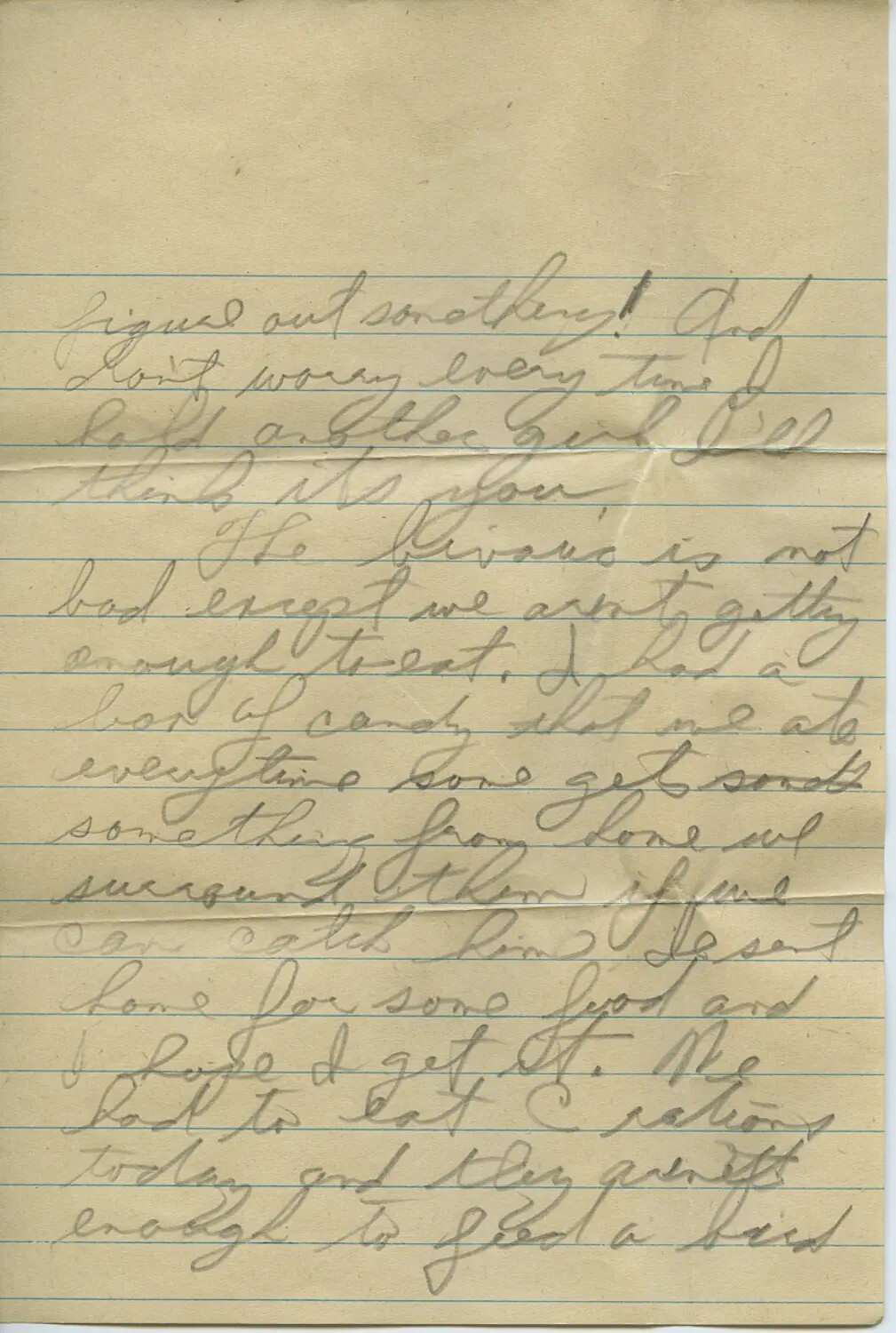 Handwritten Letter Page - Bivouac Conditions and Rations, Moon-Sammiet WWII Correspondence