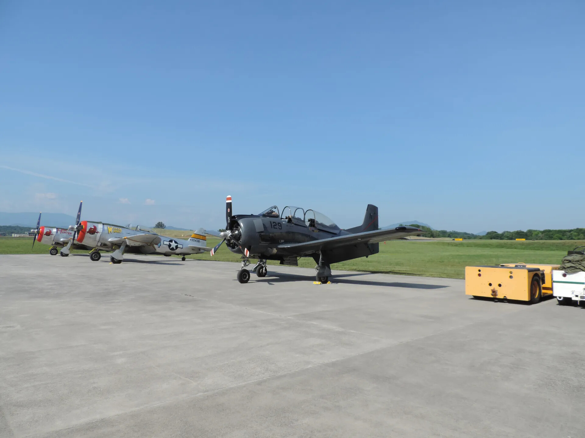 Warbird Ramp Line-Up: T-28 Trojan and P-51 Mustangs, TN Air Museum Airshow, 2014
