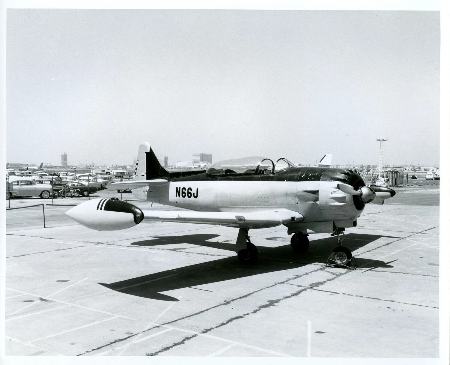 Civil Air Racer/Sport Aircraft 'N66J' on Airport Ramp, Circa 1960s