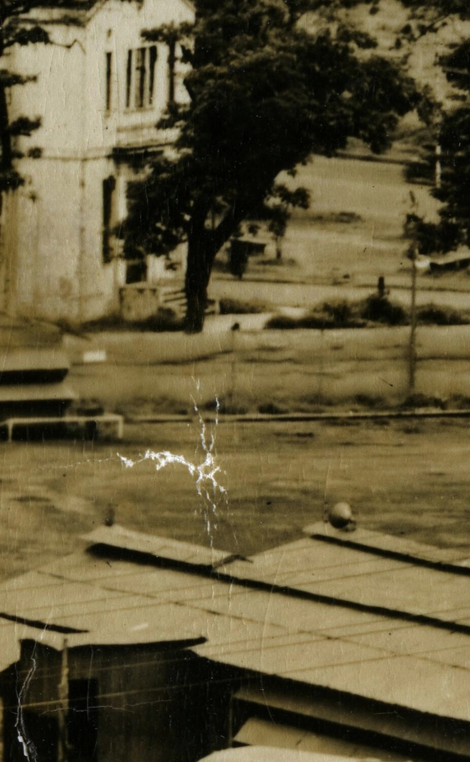 Detail View: Residential Building Beyond Perimeter Road, Manila, Philippines, 1946