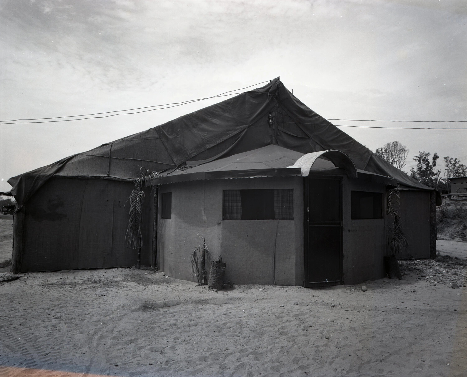 Squadron Tent Building with Canvas Roof and Screen Door, China-Burma-India Theater, WWII