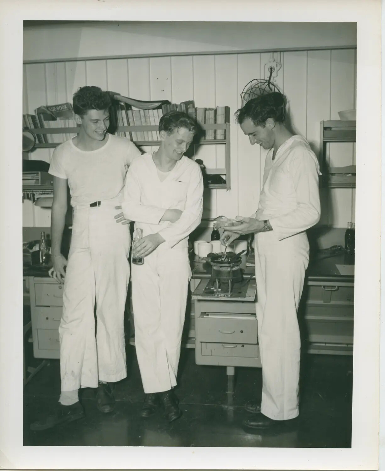 Sailors Preparing Food Below Decks, USS Petrof Bay (CVE-80), WWII