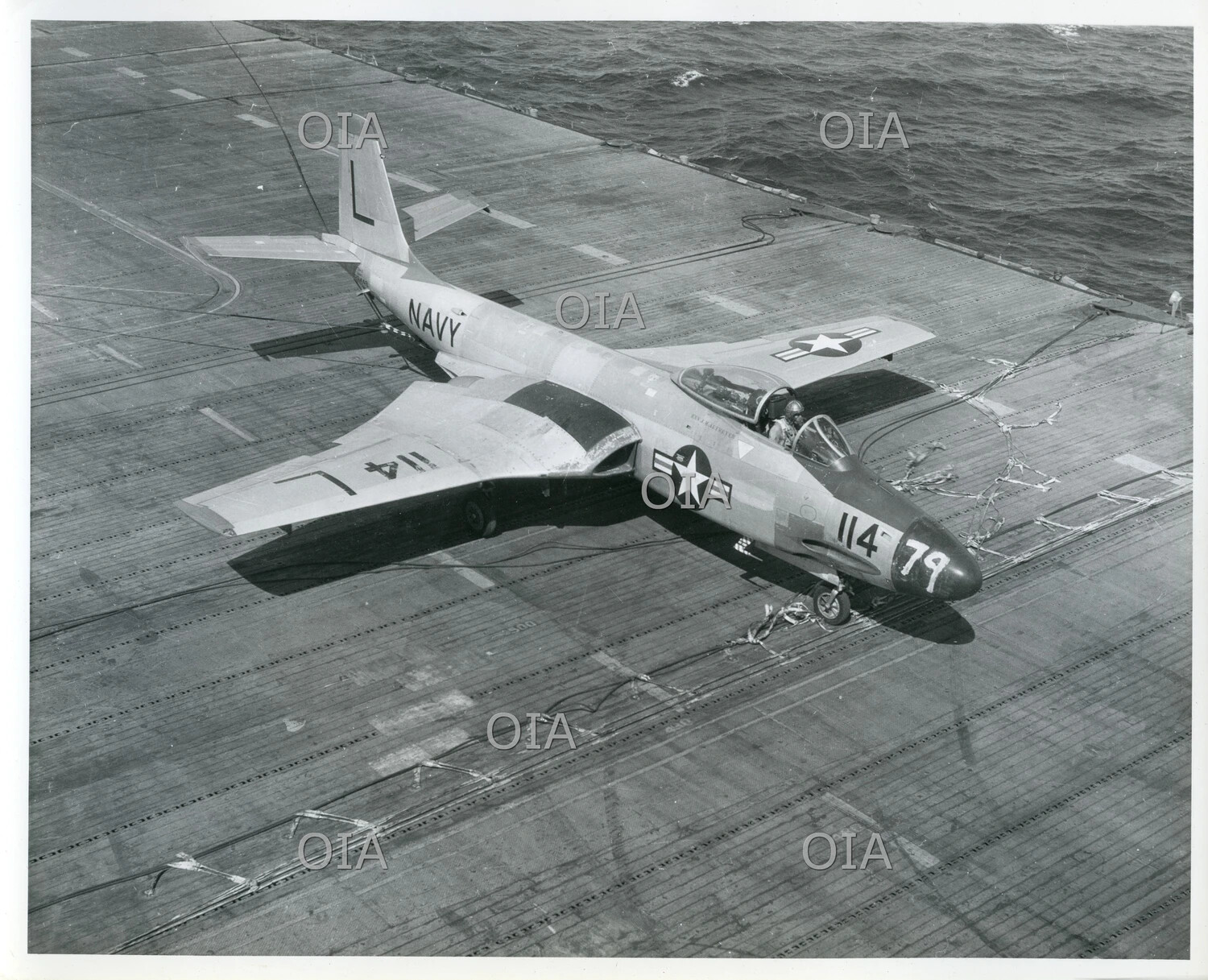McDonnell F2H-3 Banshee Jet Fighter Aboard USS Tarawa (CV/CVA-40)