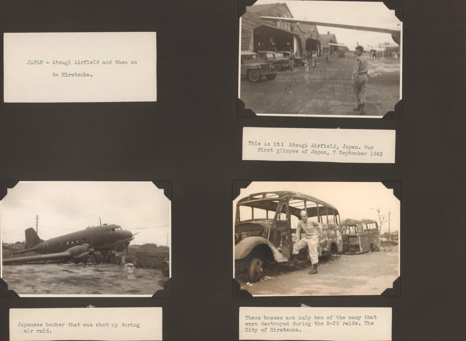 WWII Photo Album Page: Atsugi Airfield and Hiratsuka, Japan, 7 September 1945