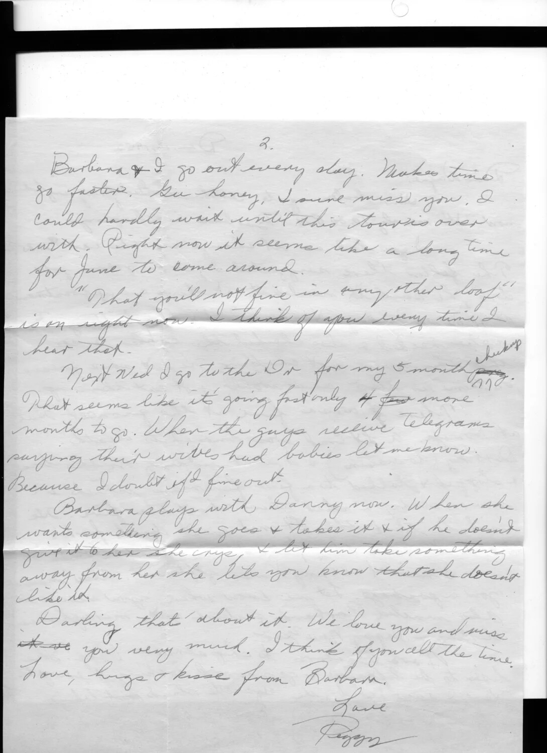 Handwritten Letter from Peggy, Page 2 - Korean War Era Home Front Correspondence (Bancroft Collection)