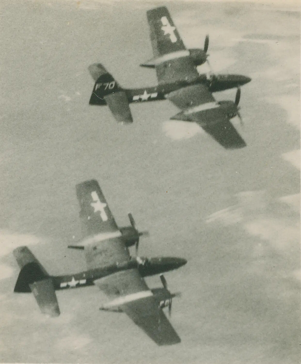 Twin-Engine U.S. Military Aircraft in Formation, Underside View, McAleer Collection