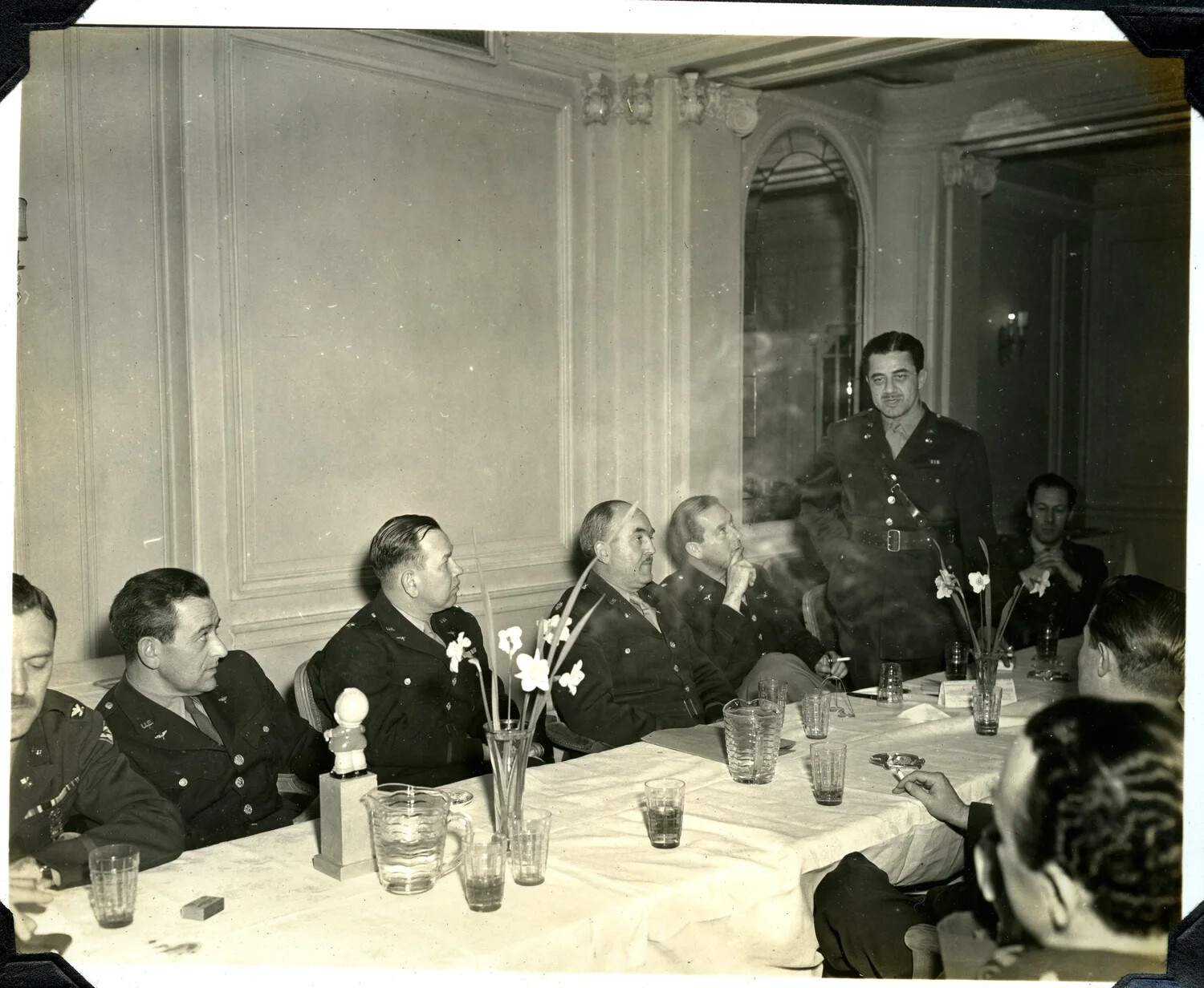 U.S. Army Officers in Conference, Wartime European Billet
