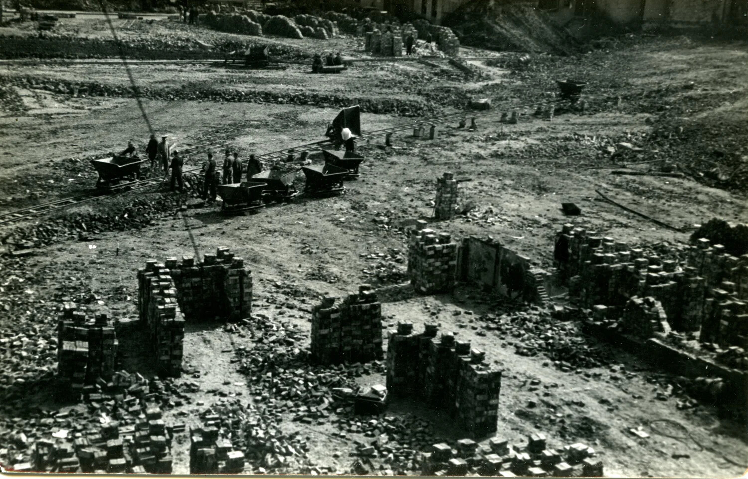 Rubble Clearance and Brick Salvage Operation, Bombed German Urban Site, 1945