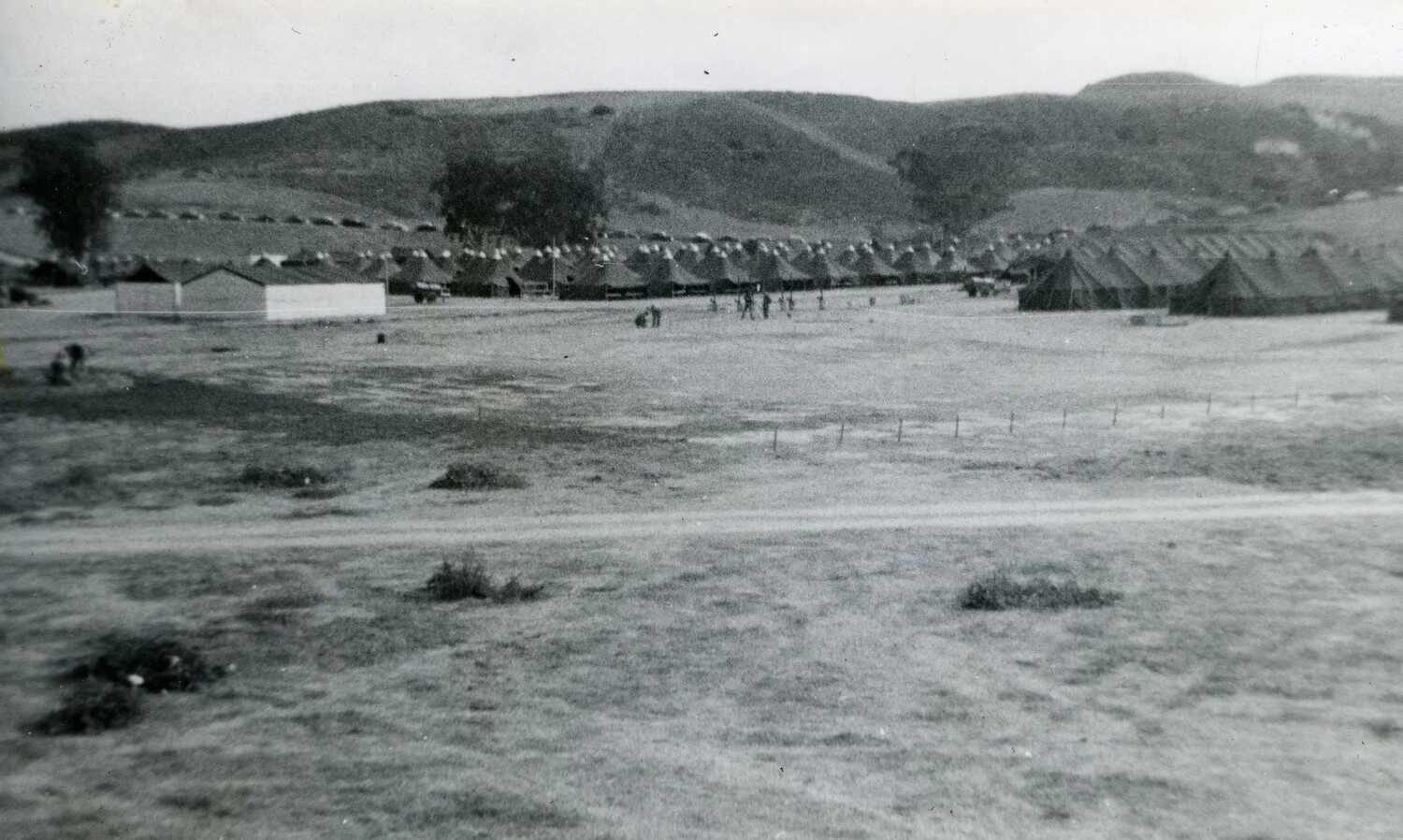 VMF-214 Squadron Album: Marine Corps Tent Encampment in Hill Country, 1945