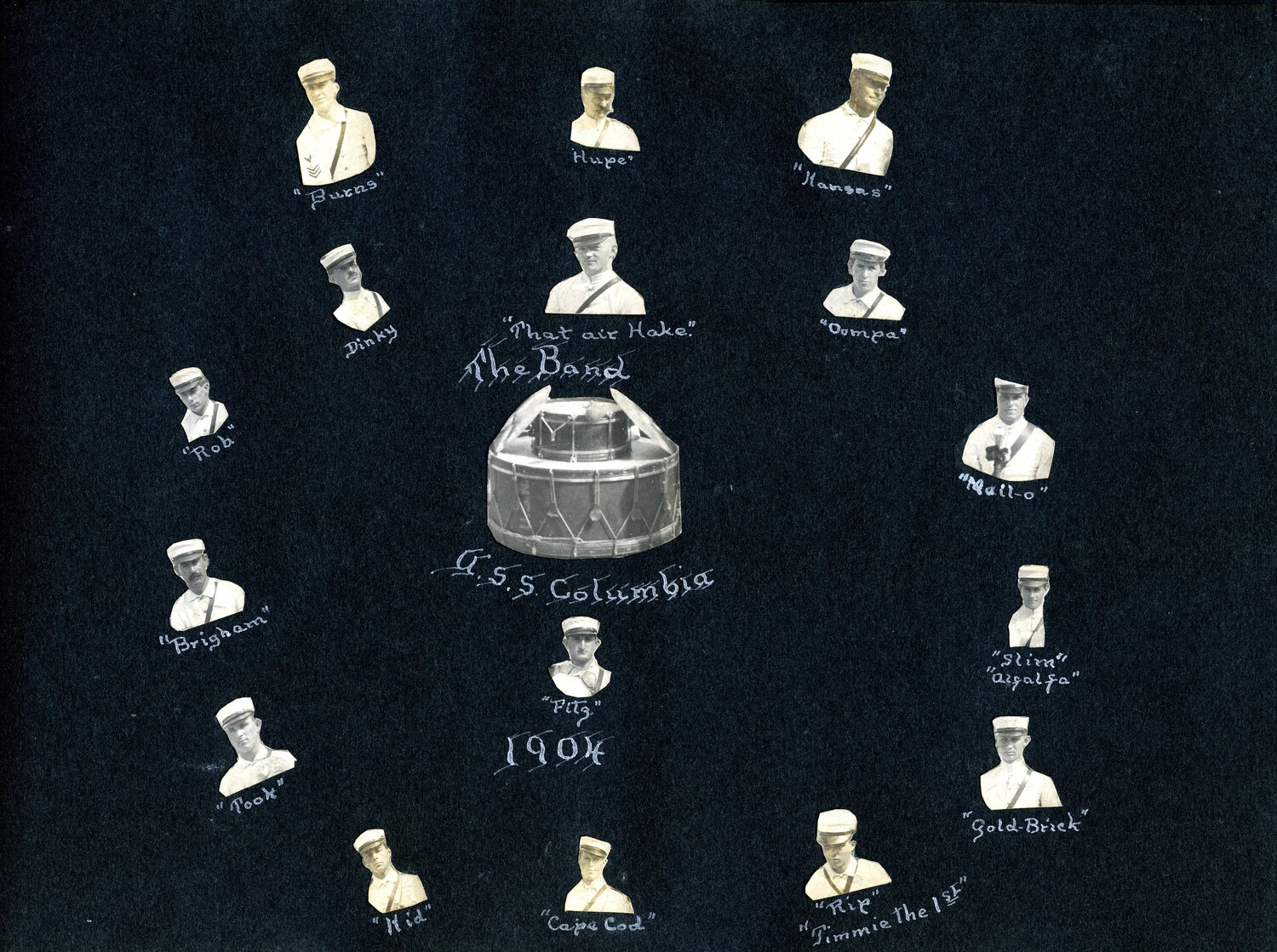 USS Columbia Ship's Band Composite Album Page, 1904