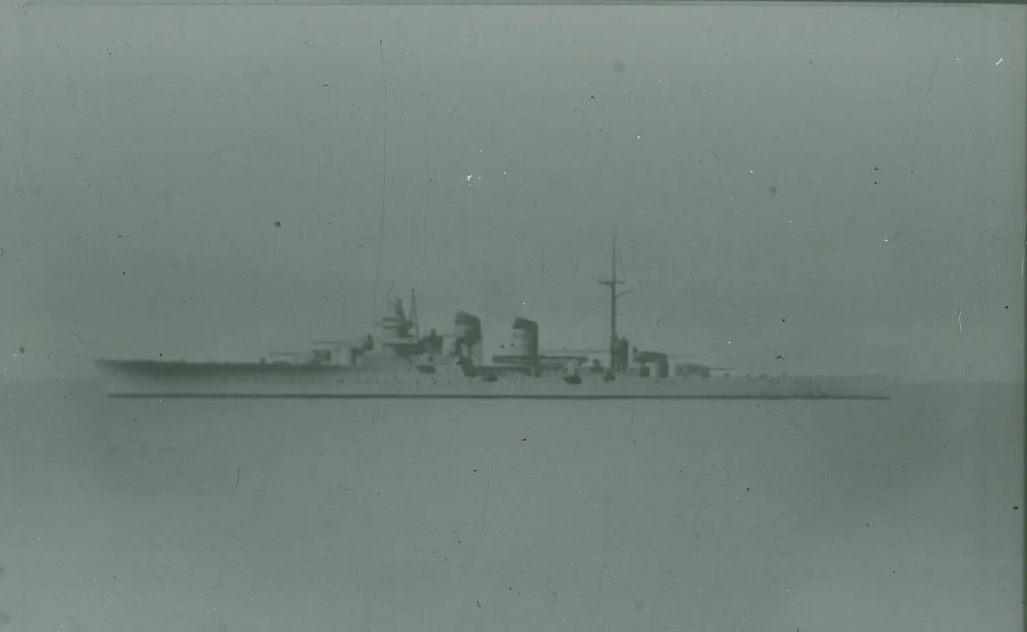 WWII-Era Warship Profile at Sea — 35mm Negative Scan, Naval Ship Collection
