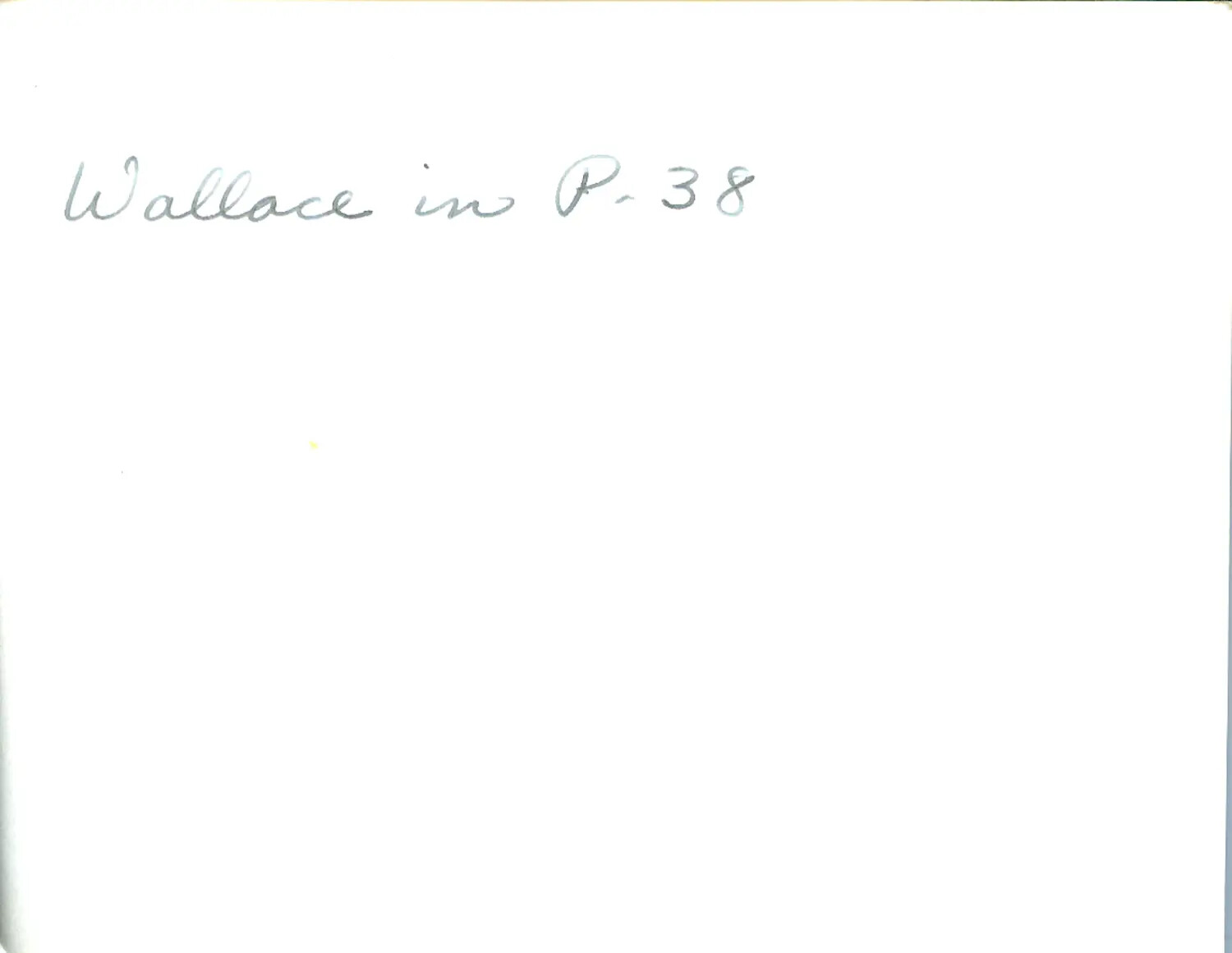 Handwritten Caption Card: "Wallace in P-38" (WWII China-Burma-India Theater Archive)
