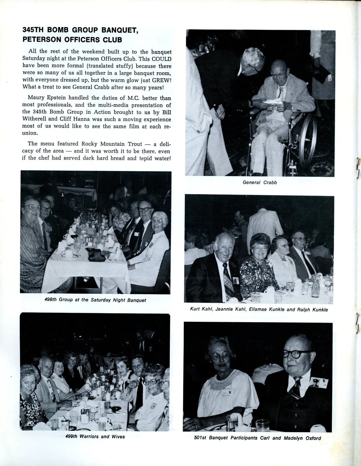 345th Bomb Group Banquet, Peterson Officers Club - Air Apache Journal, 1979
