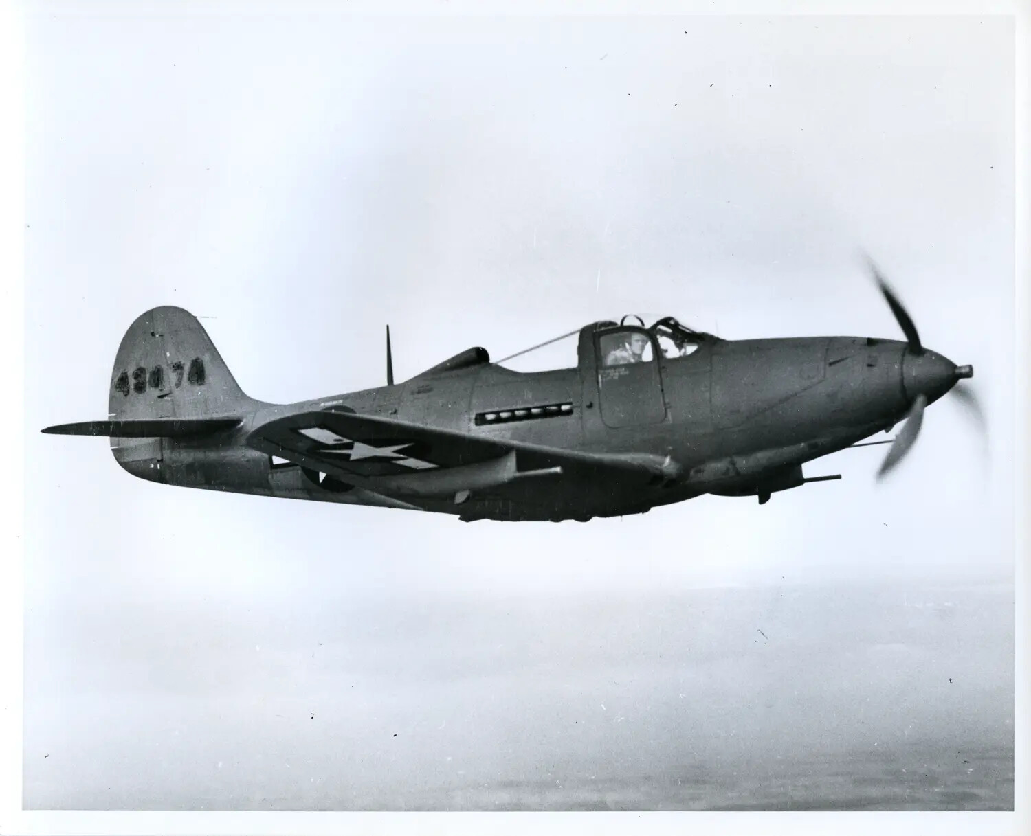 Bell P-39 Airacobra Fighter in Flight, U.S. Army Air Forces