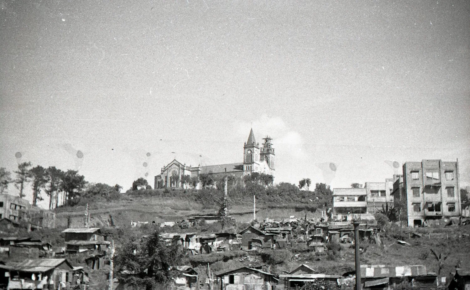 View of Baguio Cathedral and War-Damaged Cityscape, Luzon, Philippines, 1945