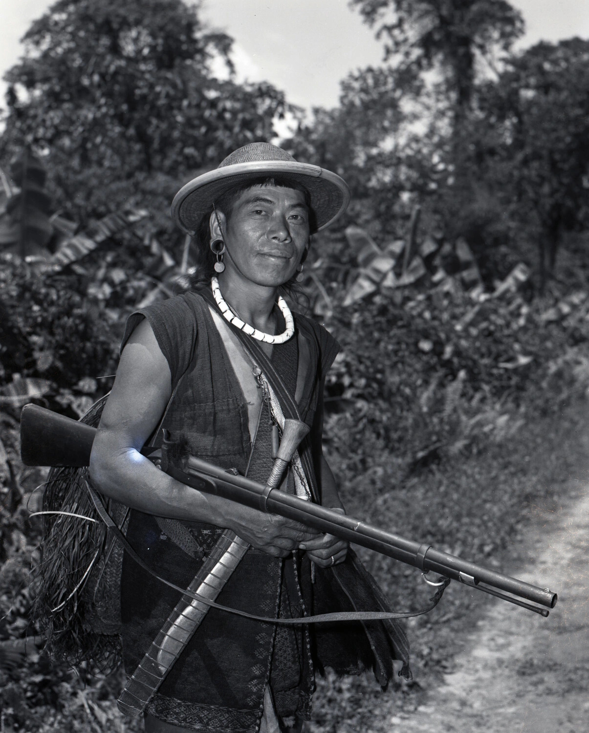 Hill Tribesman with Musket and Traditional Attire, Burma-Assam Border Region, WWII Era