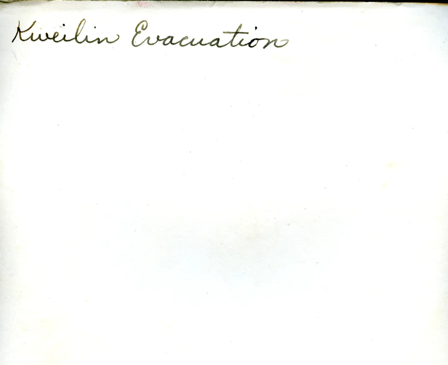 Handwritten Album Caption Page: 'Kweilin Evacuation'