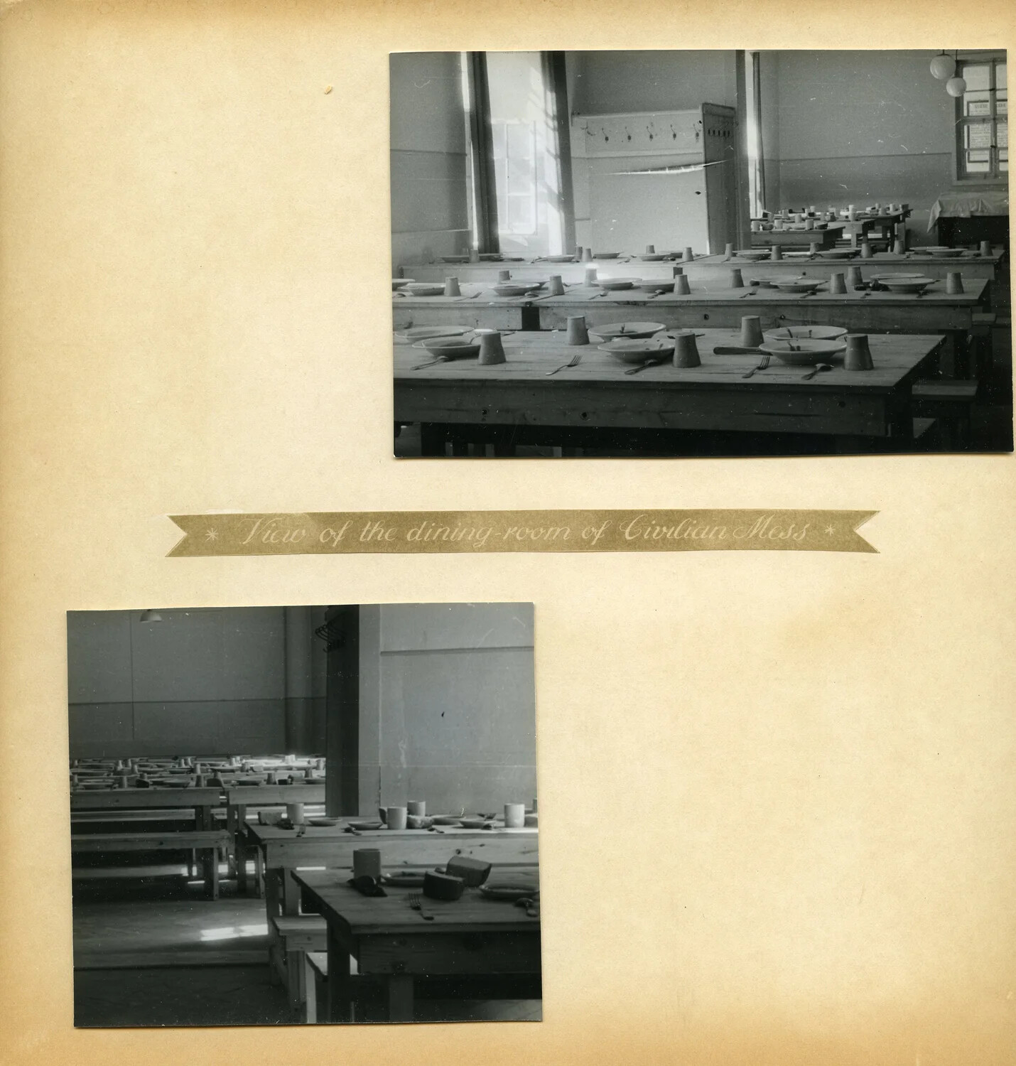 Civilian Mess Dining Room, Two Views, Depot Operations Album Plate