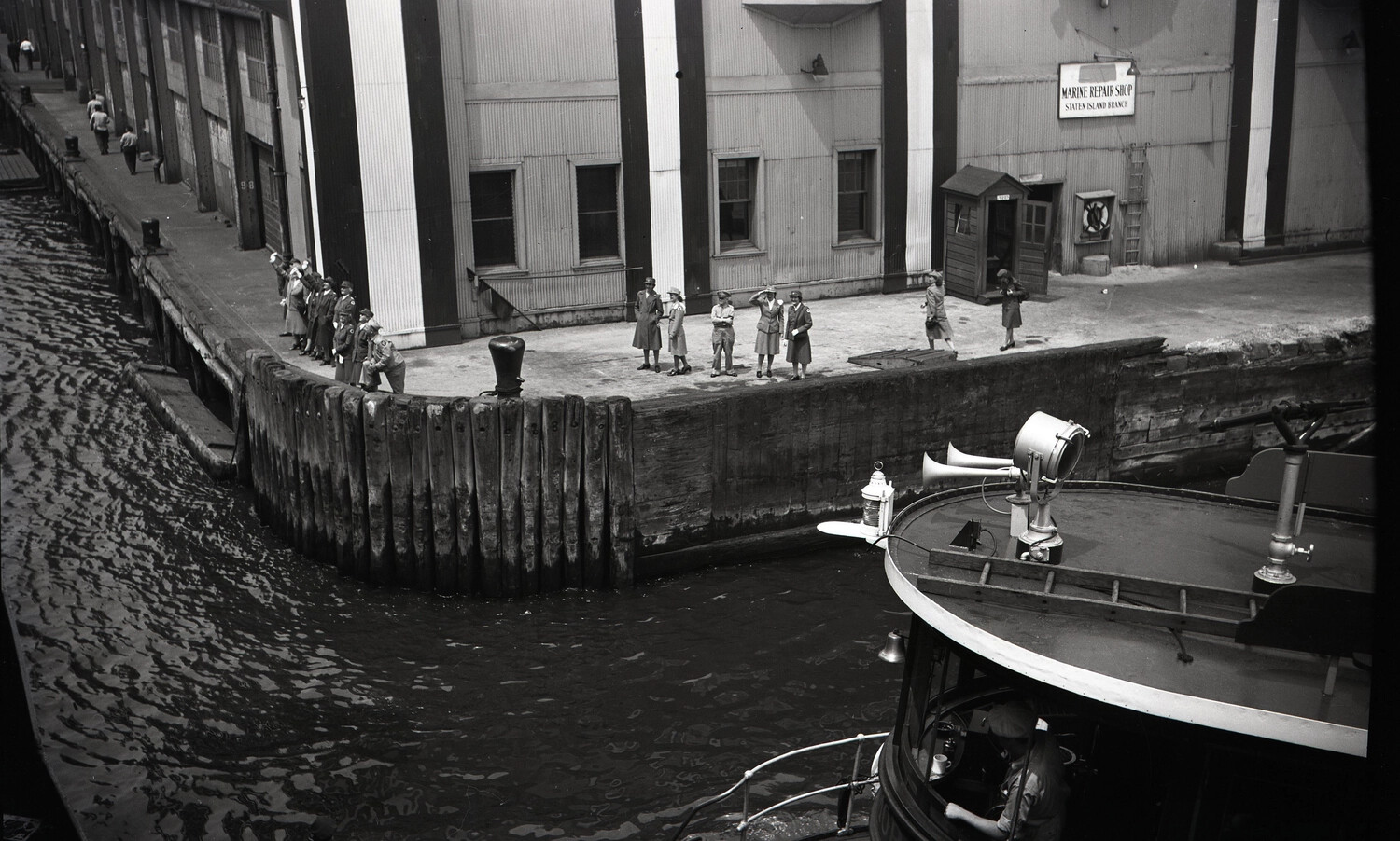 Farewell Scene at a Staten Island Pier, New York Harbor, WWII Era