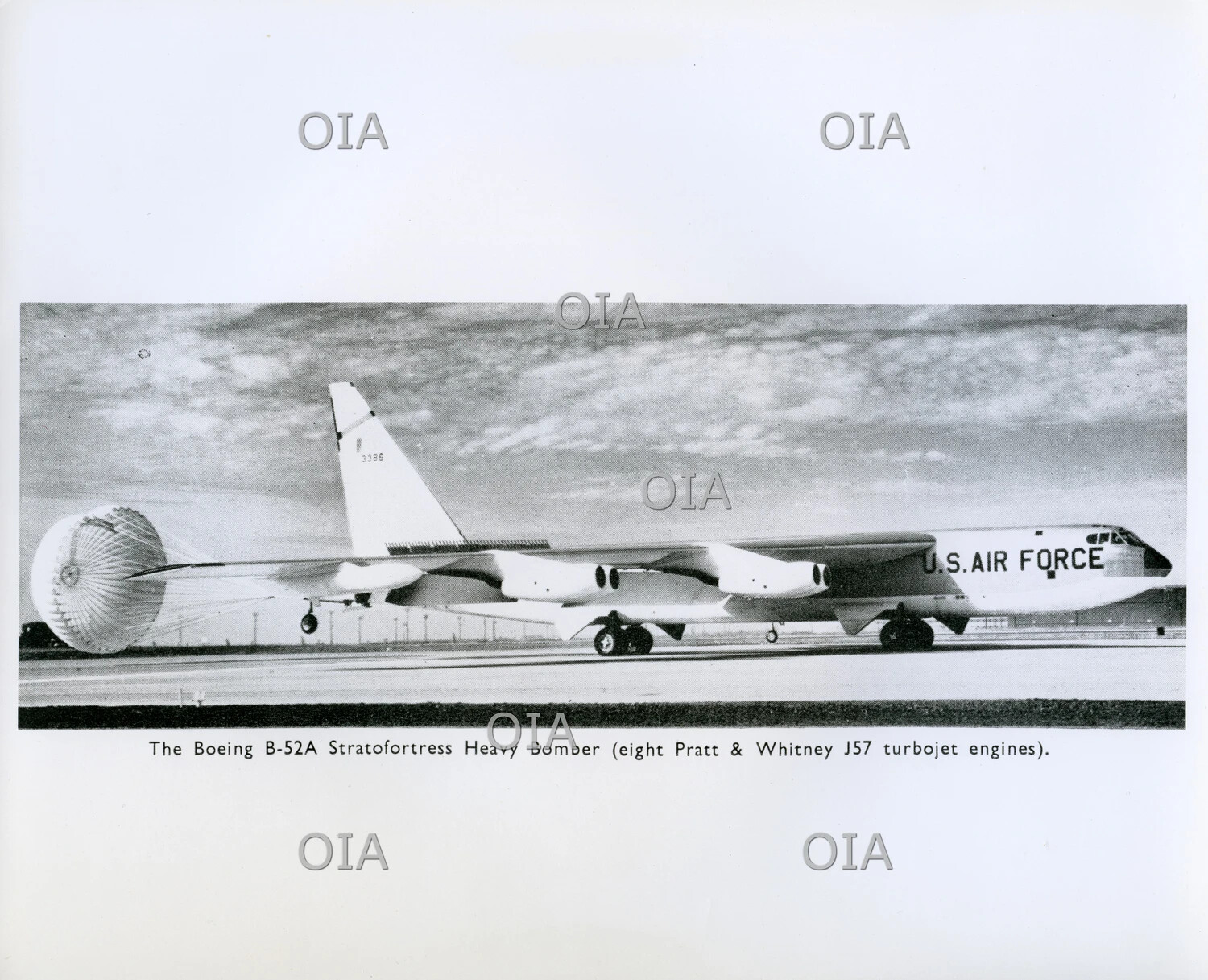 Boeing B-52A Stratofortress (Tail No. 3386) Landing with Drag Chute Deployed