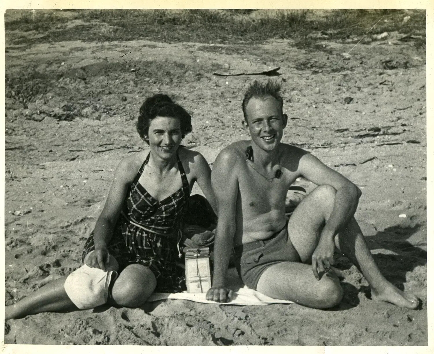 Personal Snapshot of a Man and Woman on a Beach, 312th Bombardment Group Collection, WWII Era
