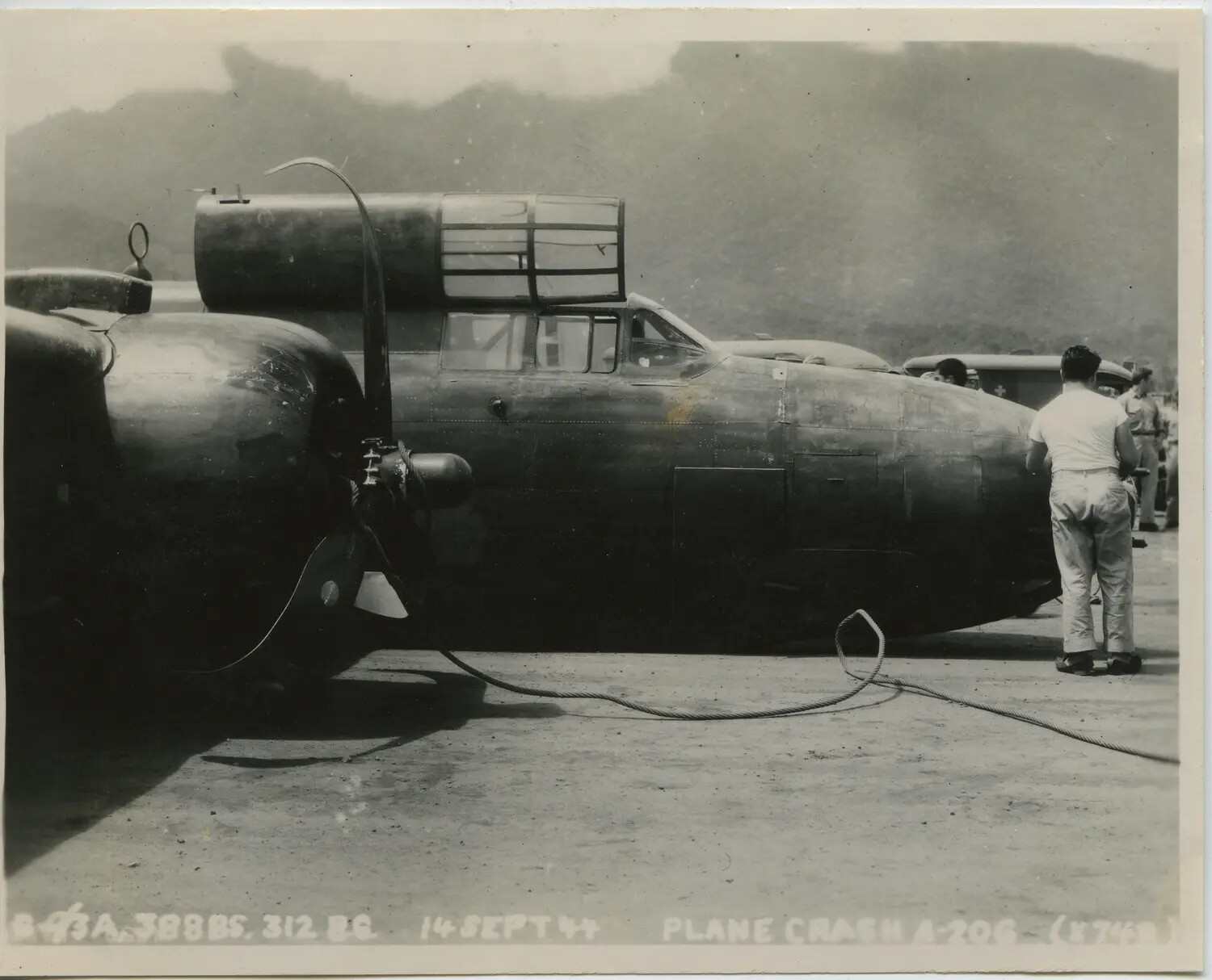 Crash-Damaged Douglas A-20G Havoc, 388th Bombardment Squadron, 312th Bomb Group — 14 September 1944