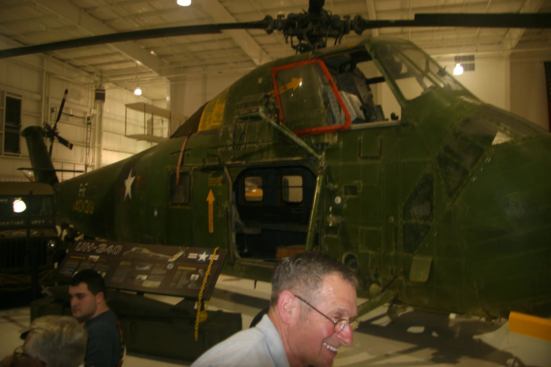 Visitors View Preserved UH-34G Helicopter, Tailwind Reunion Museum Visit, 2016