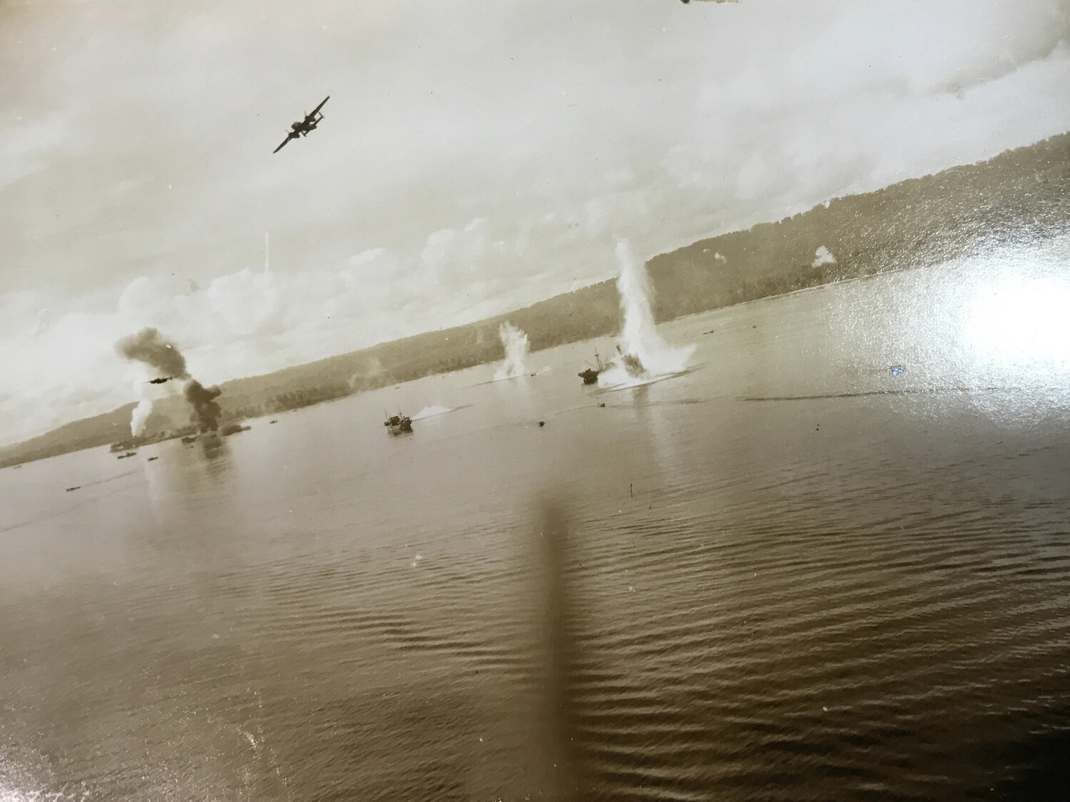 Two B-25 Mitchells Attacking Japanese Shipping in a Harbor Strike