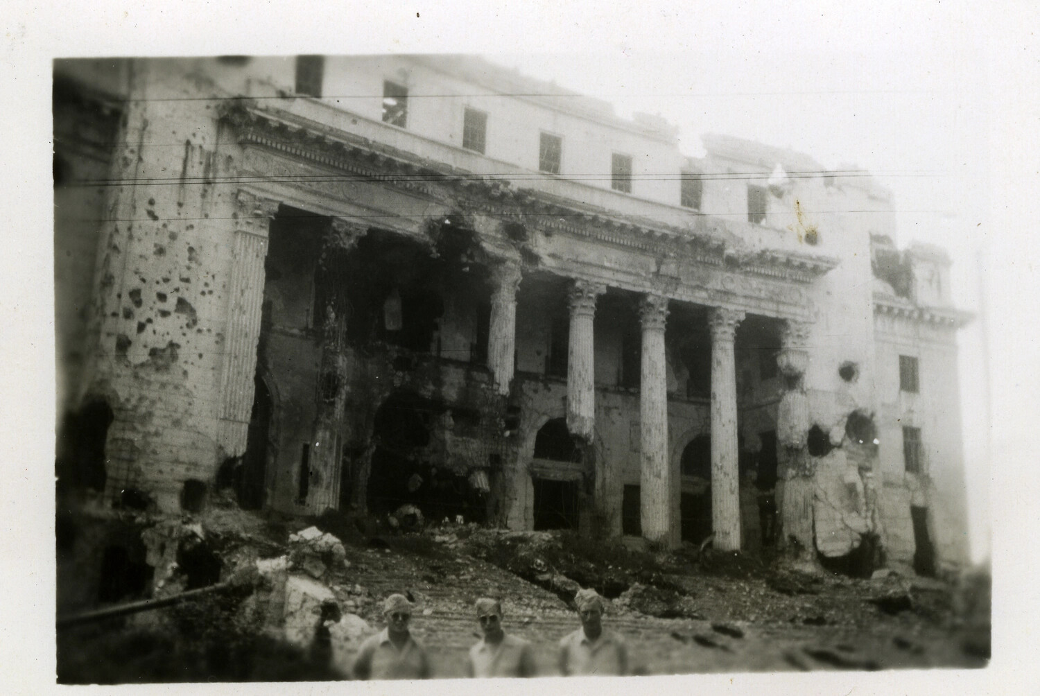 Ruins of Neoclassical Government Building After Urban Battle, Pacific Theater, WWII