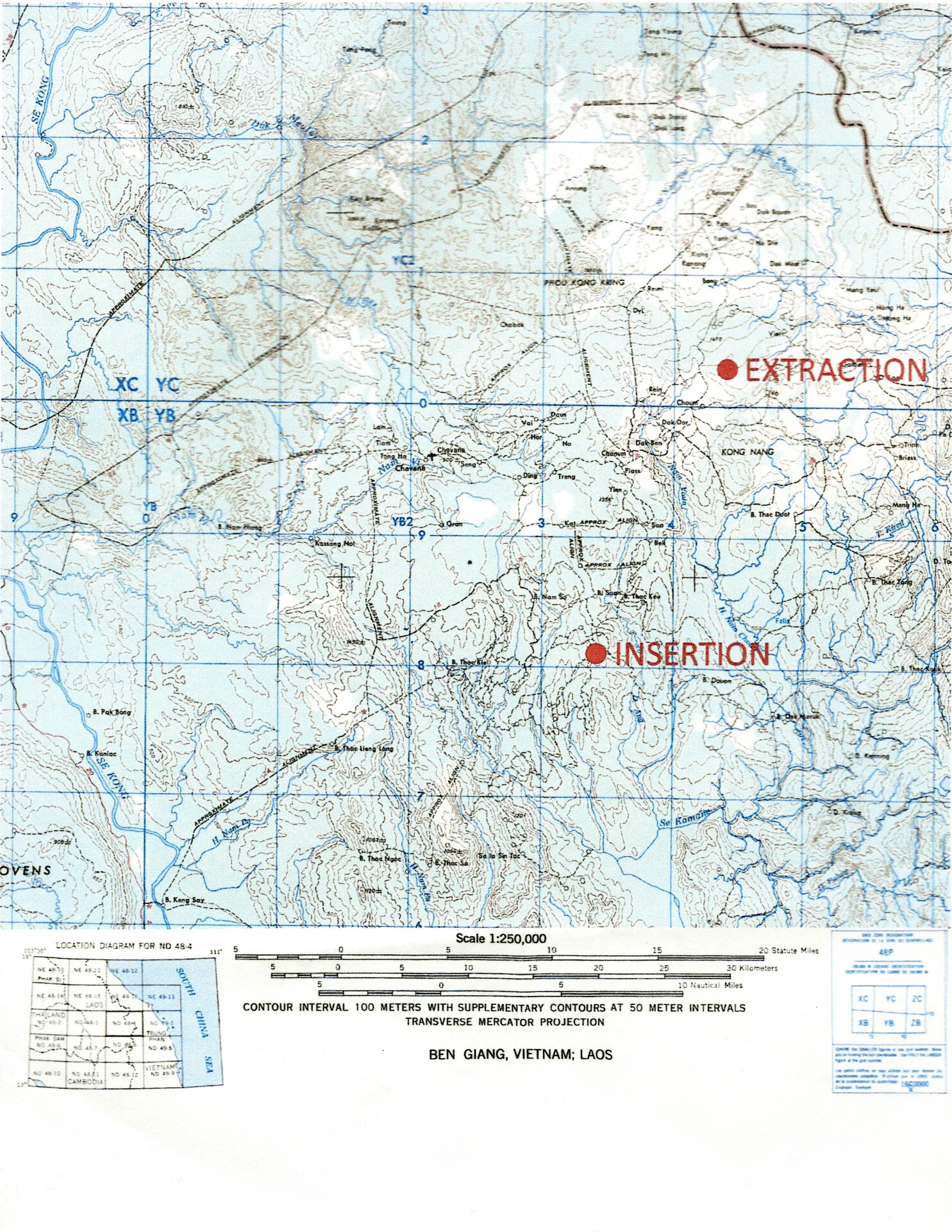 Operation Tailwind Insertion/Extraction Topographic Map, Ben Giang, Vietnam-Laos Border