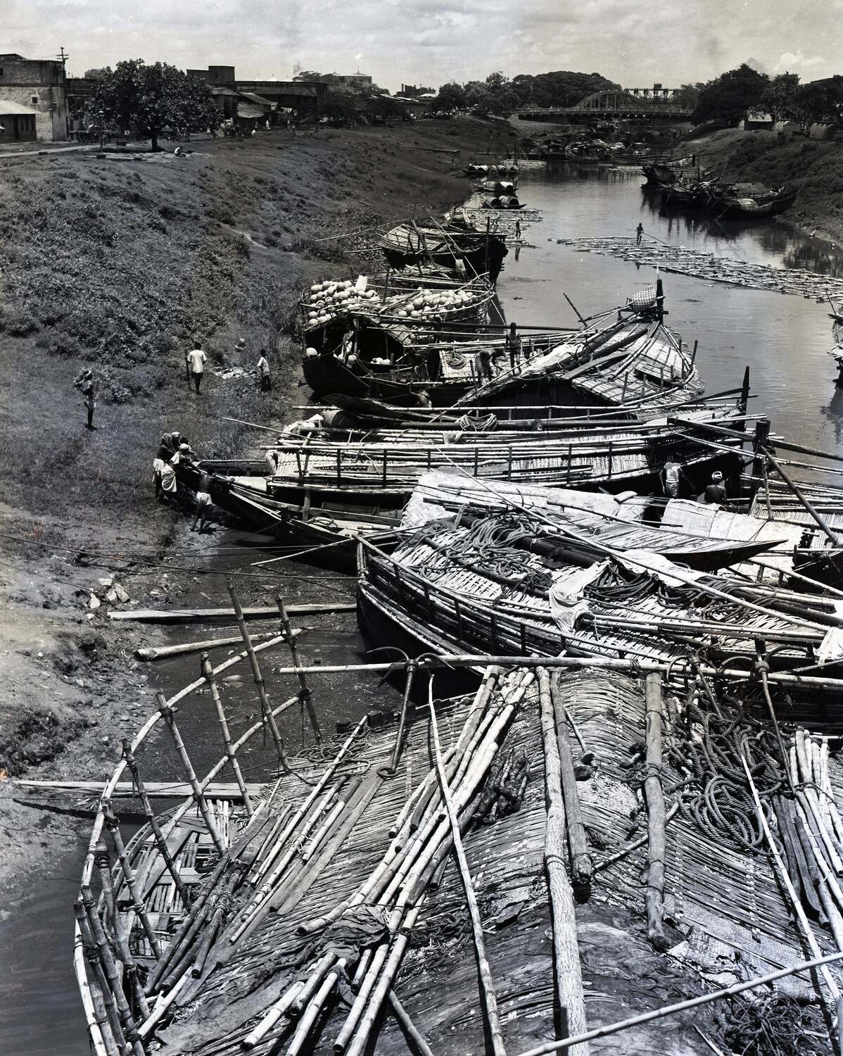 Riverside Bamboo Cargo Boats, China-Burma-India Theater, World War II
