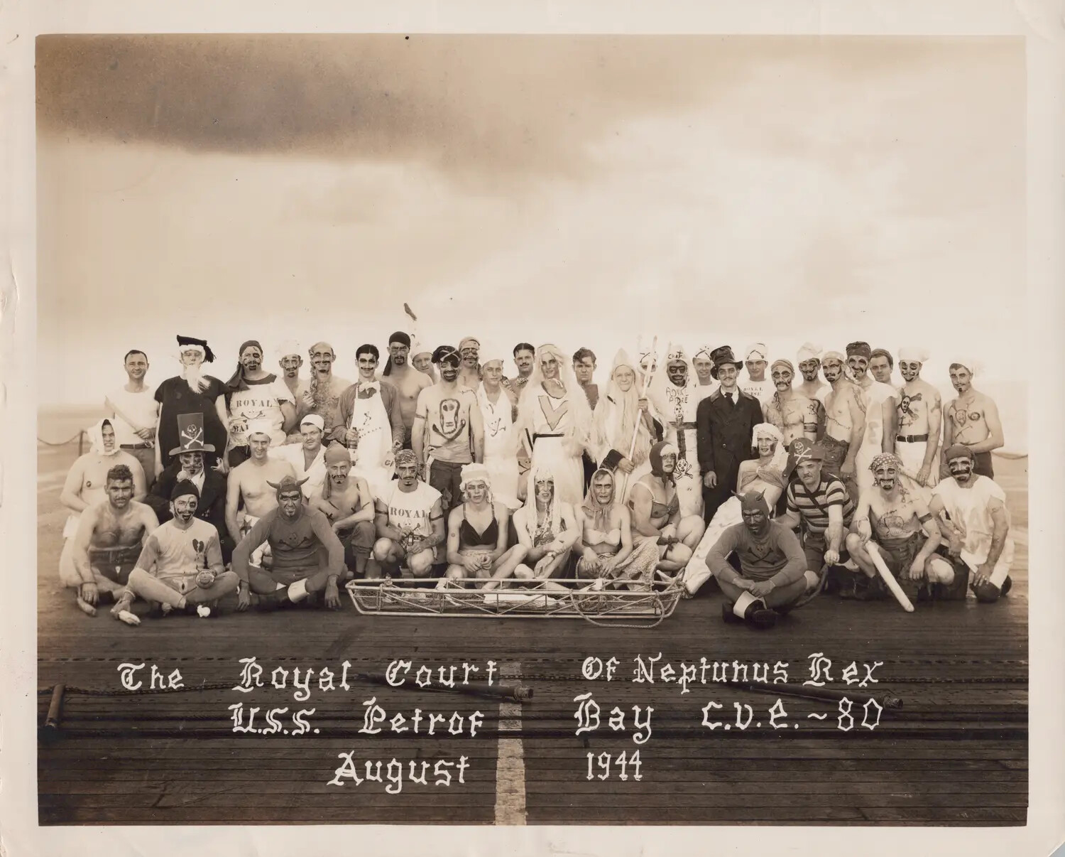 The Royal Court of Neptunus Rex, USS Petrof Bay (CVE-80) Crossing-the-Line Ceremony, August 1944