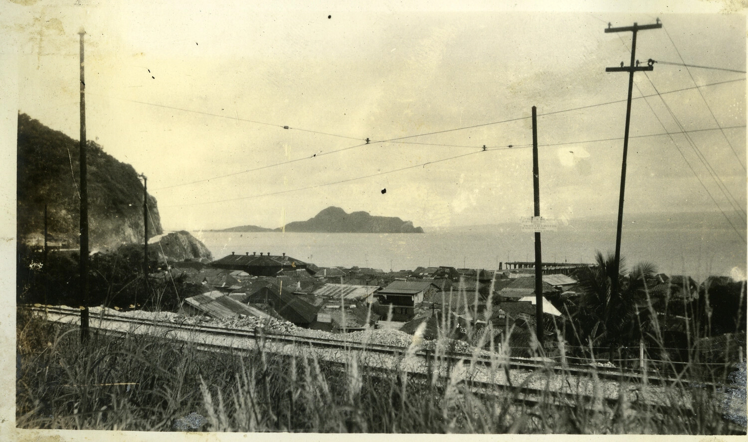 Elevated View of Coastal Village and Railway Line, Philippines, c. 1930s