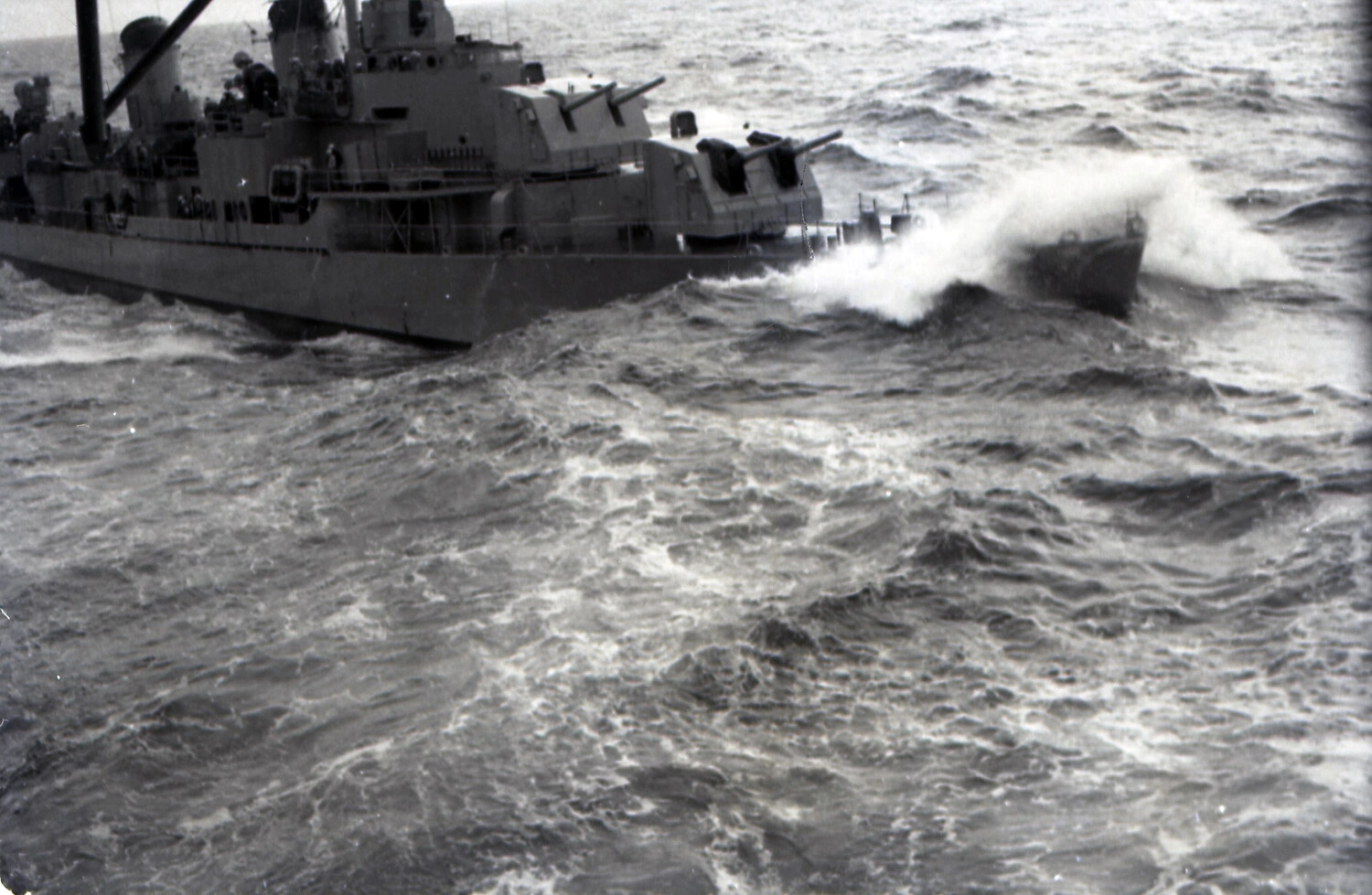 U.S. Navy Destroyer (likely USS Agerholm, DD-826) Underway in Heavy Seas, 1953