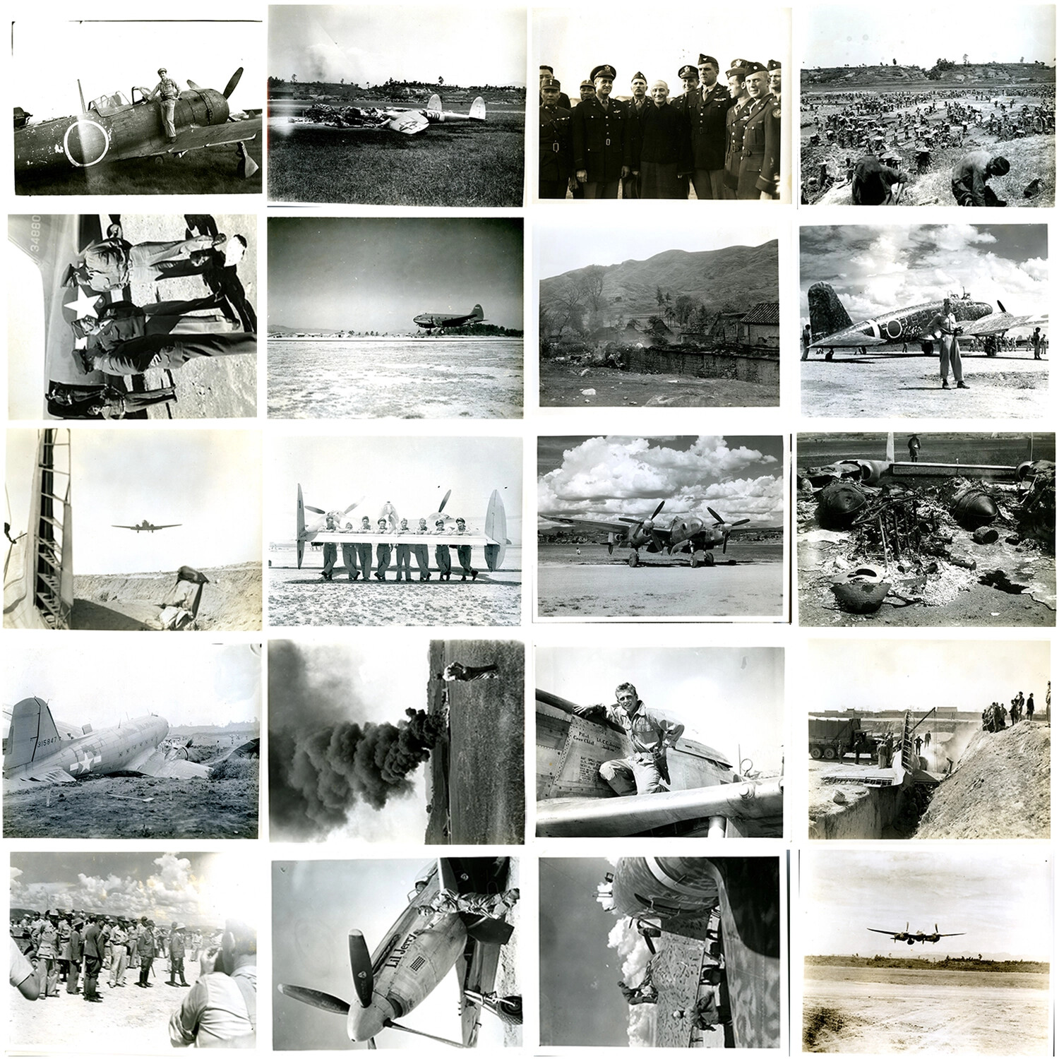 Contact Sheet 002: WWII CBI Theater Photographs -- Japanese Aircraft, Aircrews, and Wreckage