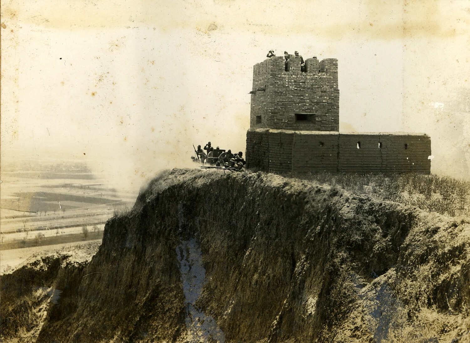 Fortified Mud-Brick Watchtower on a Loess Cliff, North China Campaign