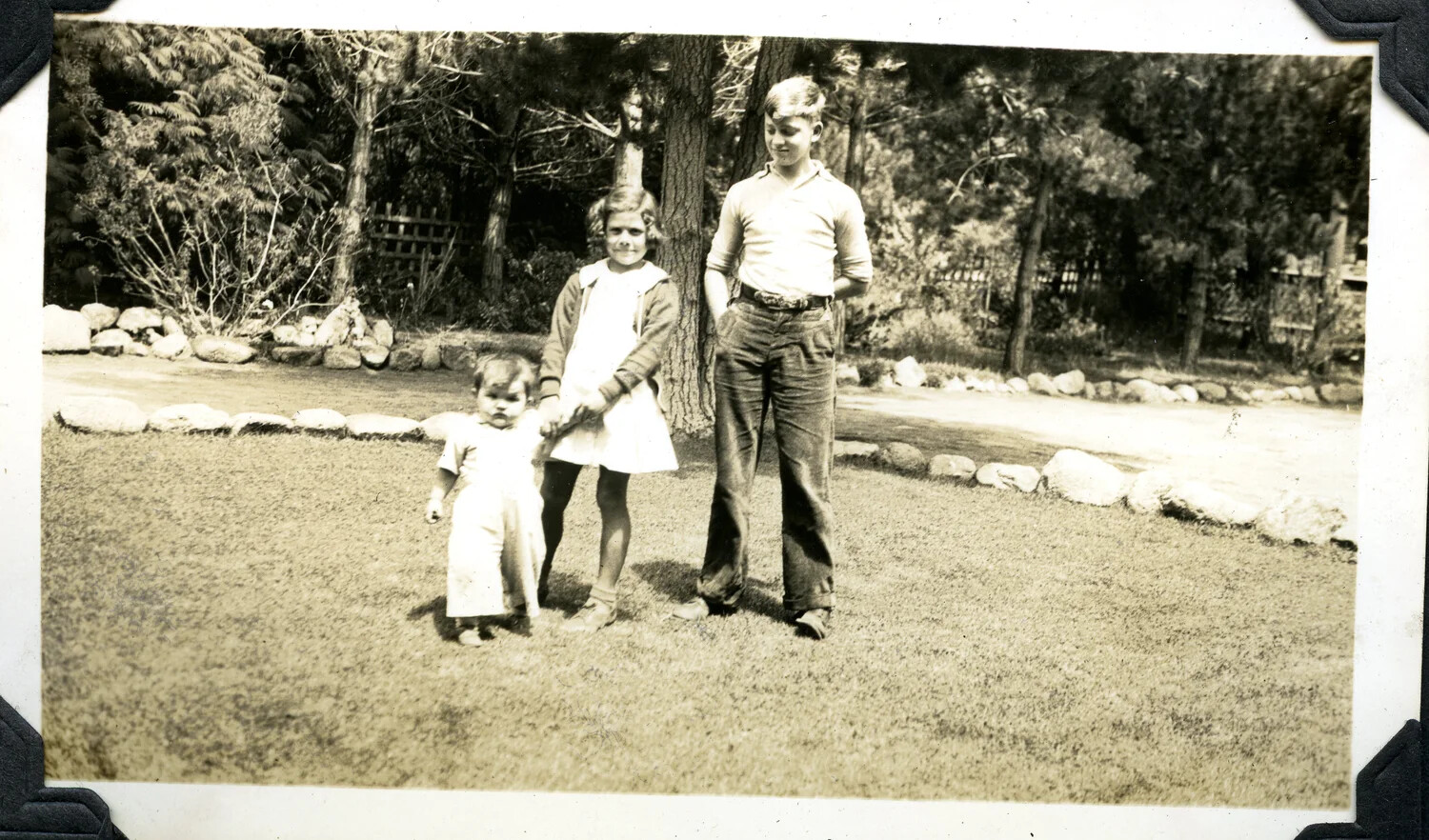 Three Children on a Lawn, Jervey Family Photo Album