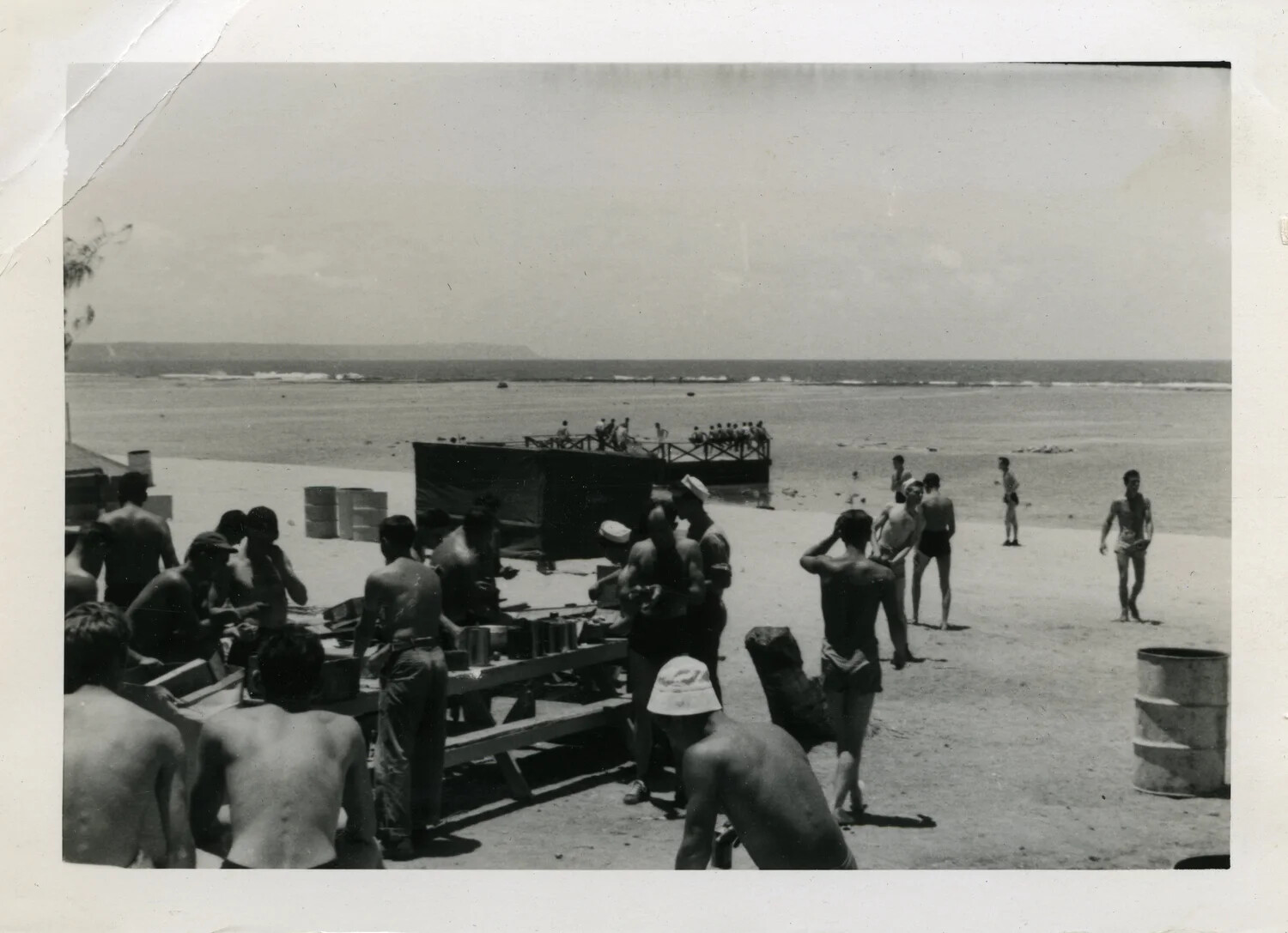 Sailors of Naval Air Transport Squadron VR-6 at Beach Recreation Gathering, Agana, Guam