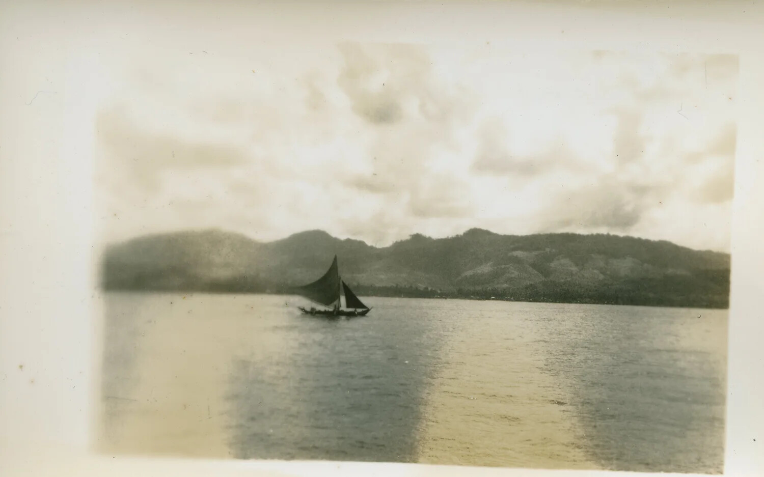 Native Sailing Vessel ("Bumboat") in Leyte Bay, Philippines — WWII Leyte Campaign