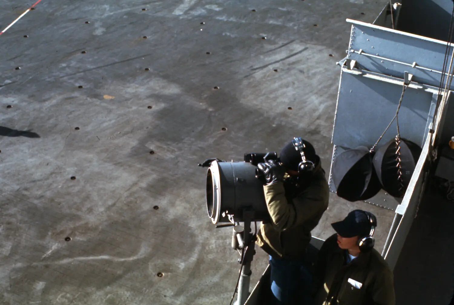 Signal Searchlight Operator on USS Ticonderoga's Signal Bridge