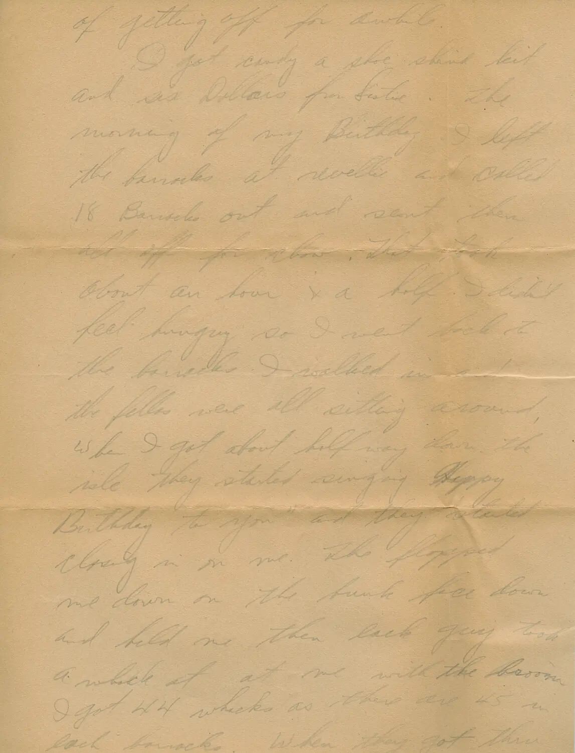 Handwritten Letter Describing a Barracks Birthday Celebration, WWII Airman's Correspondence
