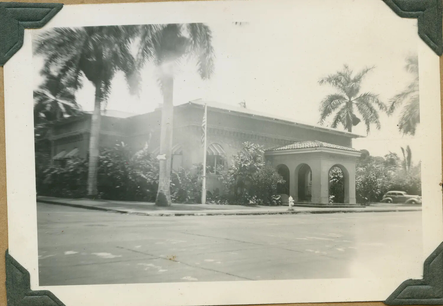 Mission Revival Civic Building with Palms, Honolulu, Hawaii (WWII-era Album)