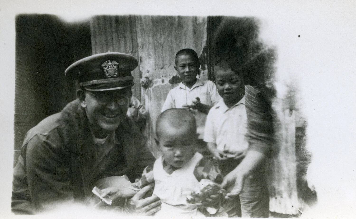 U.S. Navy Officer with Japanese Children, Occupied Japan