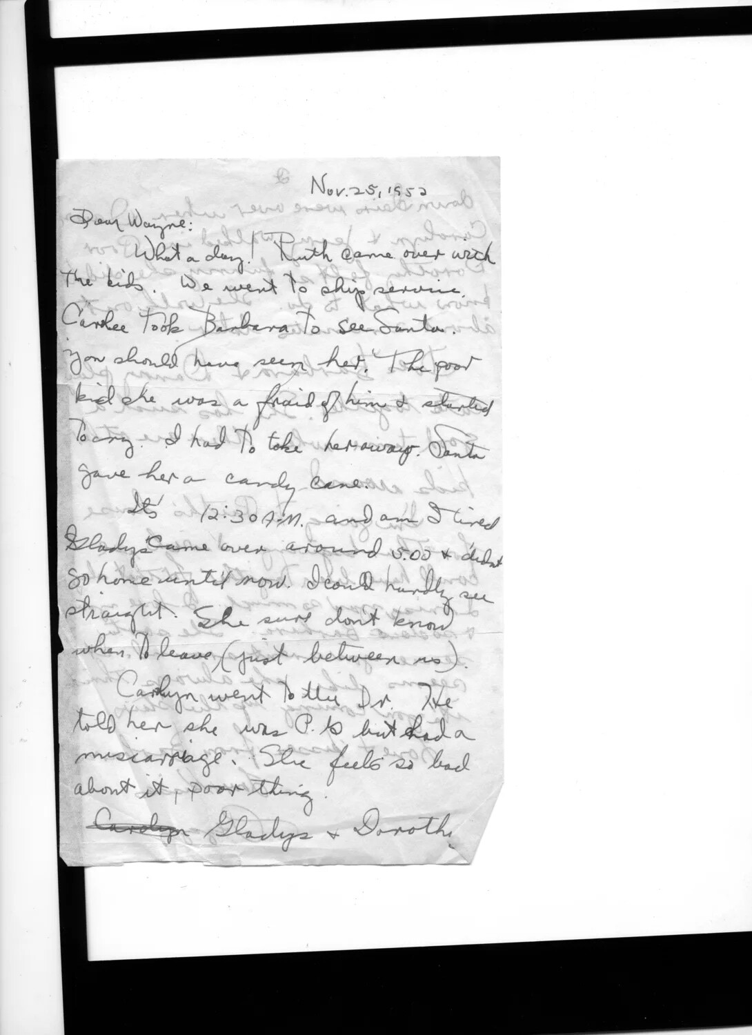 Handwritten Letter to "Wayne," Dated November 25, 1952 — Lt. Bancroft Korean War Personal Papers