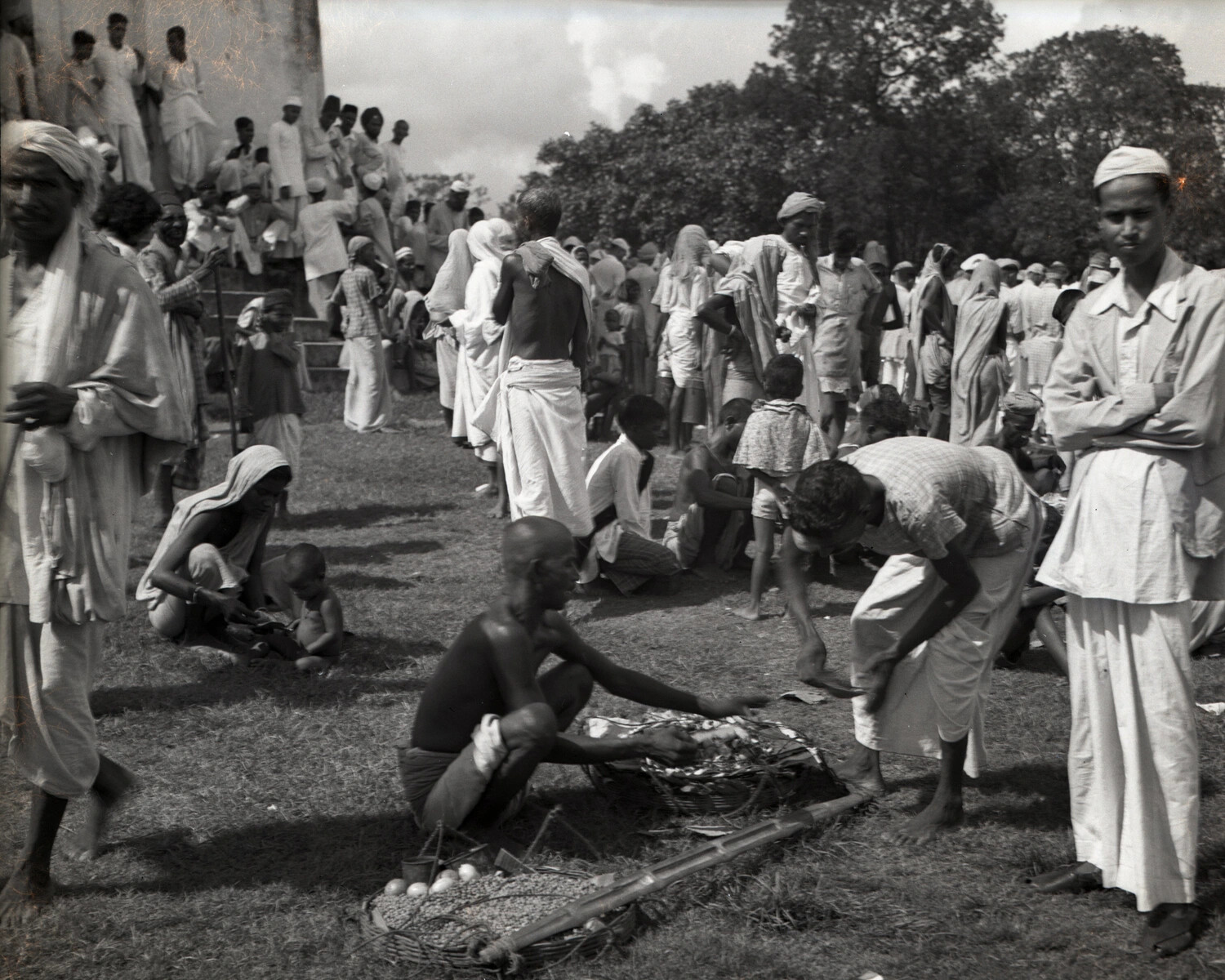 Outdoor Market Gathering, South Asia, WWII China-Burma-India Theater Collection