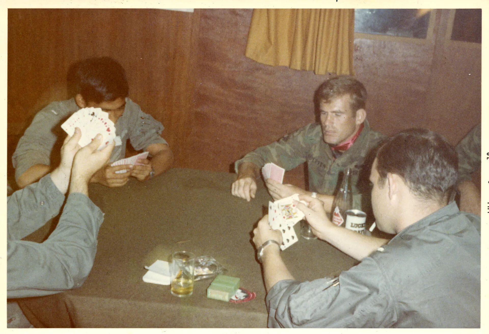 Airmen Playing Cards in Off-Duty Recreation Room, NKP, Vietnam War Era